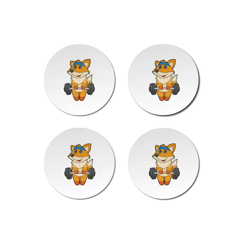 Fox at Fitness with Barbell Bardak Altlığı