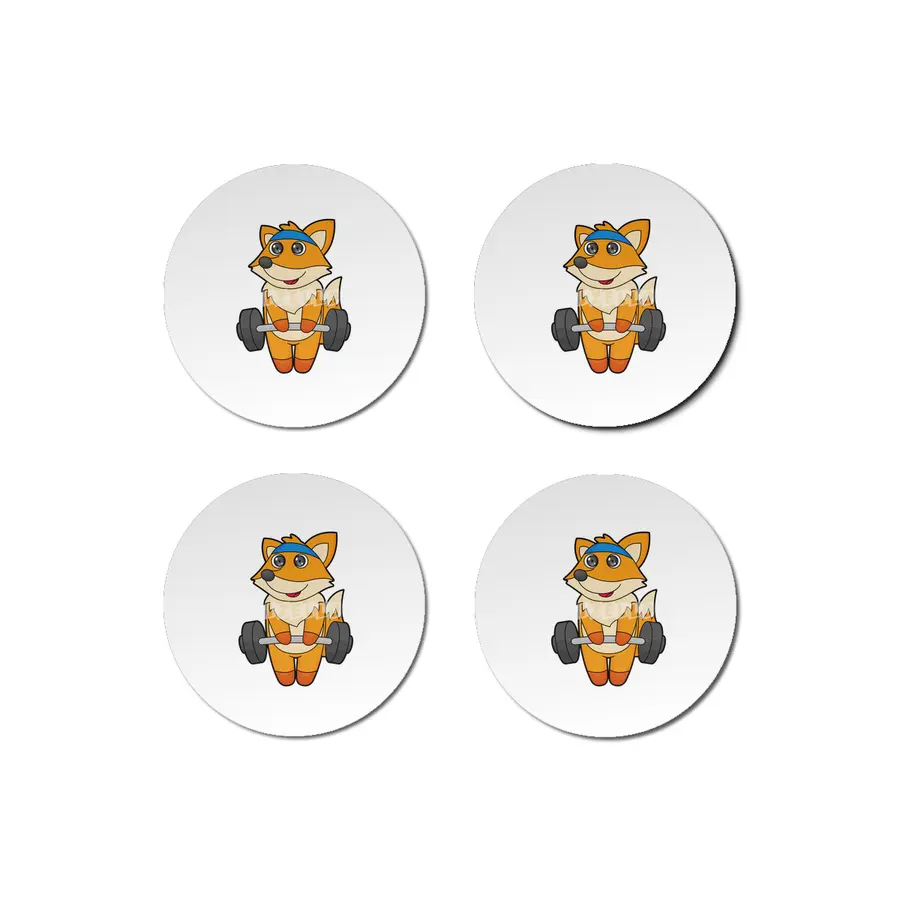 Fox at Fitness with Barbell Bardak Altlığı