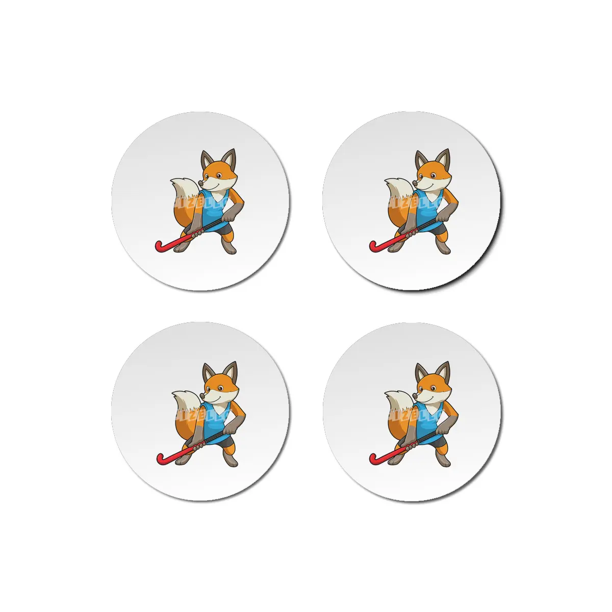 Fox at Hockey with Hockey bat Bardak Altlığı