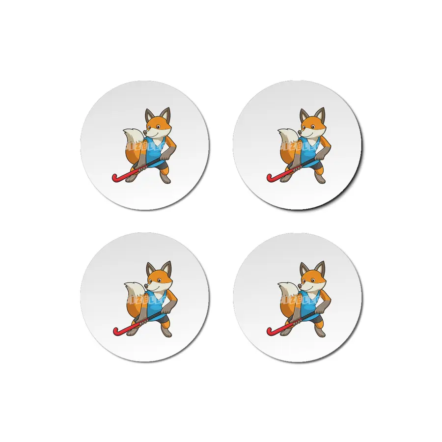 Fox at Hockey with Hockey bat Bardak Altlığı