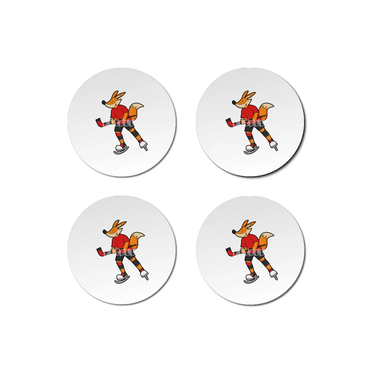 Fox at Ice hockey with Ice hockey stick Bardak Altlığı