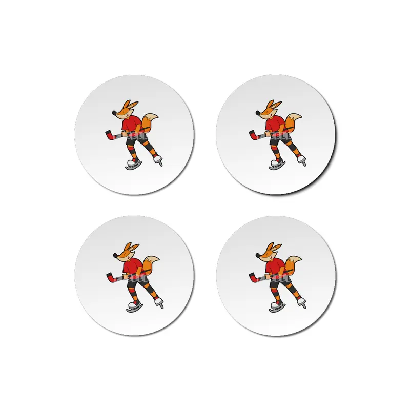 Fox at Ice hockey with Ice hockey stick Bardak Altlığı