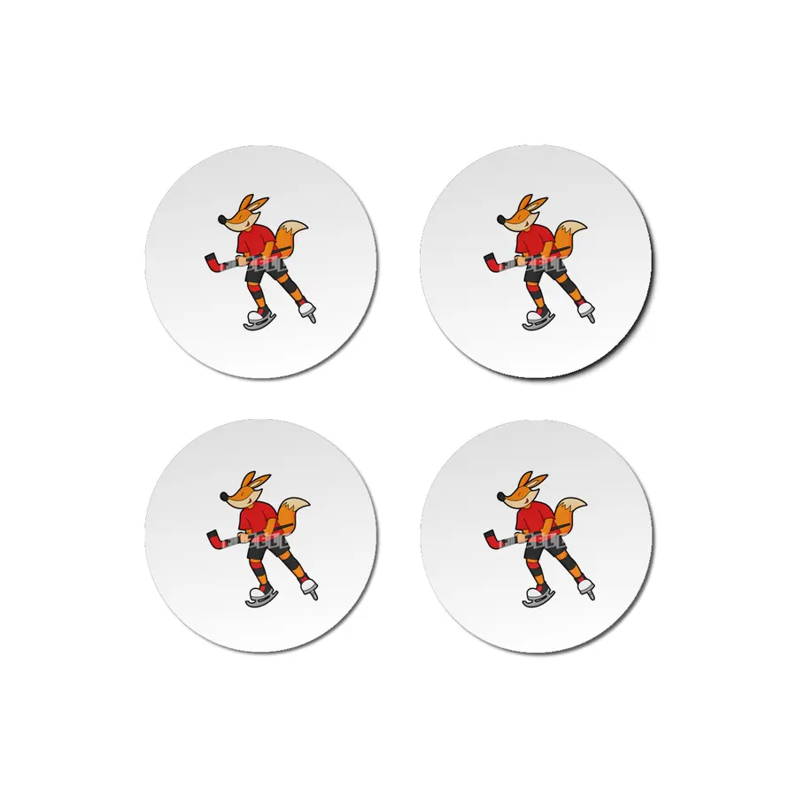 Fox at Ice hockey with Ice hockey stick Bardak Altlığı