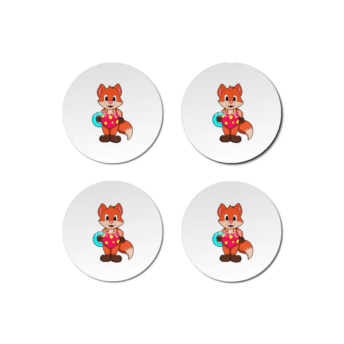 Fox at Swimming with Swim ring Bardak Altlığı