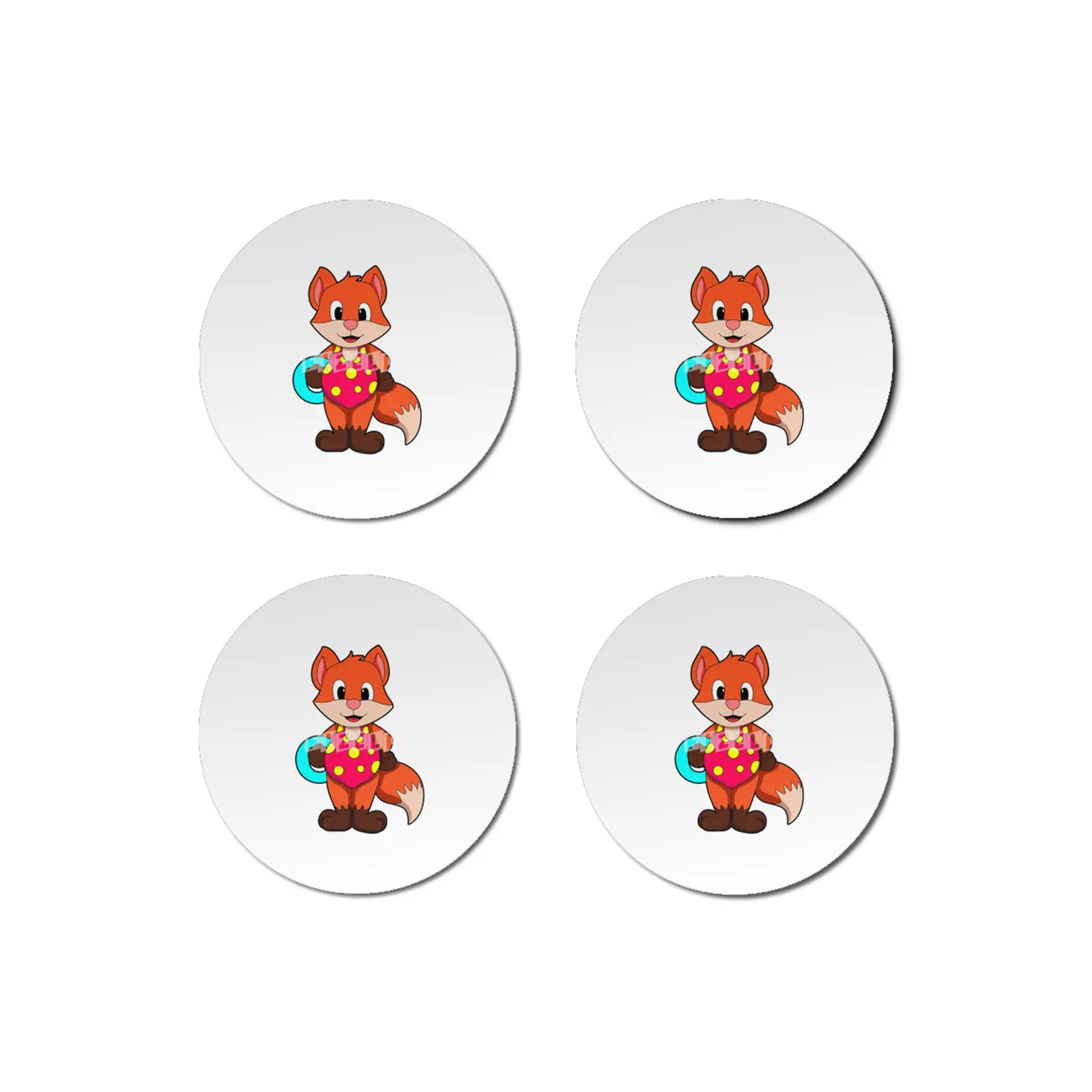 Fox at Swimming with Swim ring Bardak Altlığı