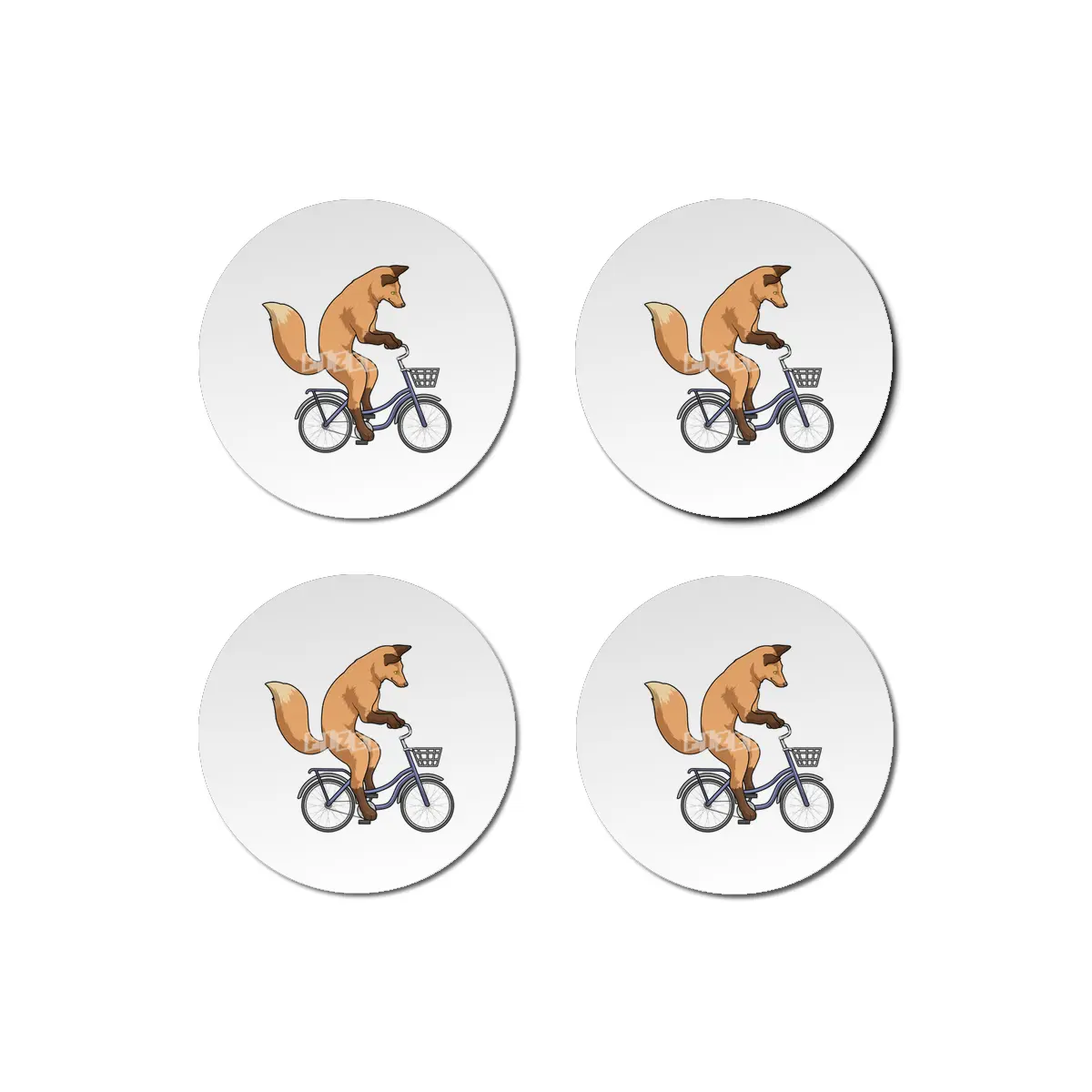 Fox with Bicycle Bardak Altlığı