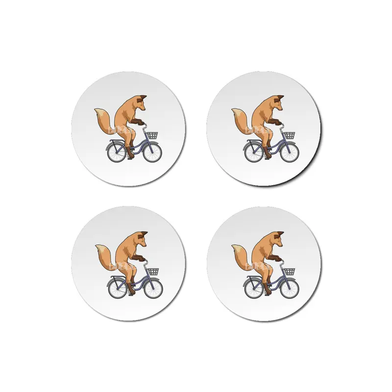 Fox with Bicycle Bardak Altlığı