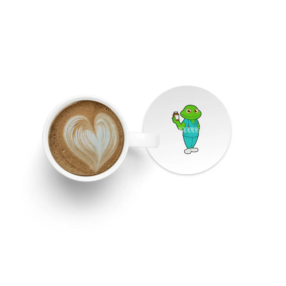 Frog as Nurse with Medicine & Stethoscope Bardak Altlığı