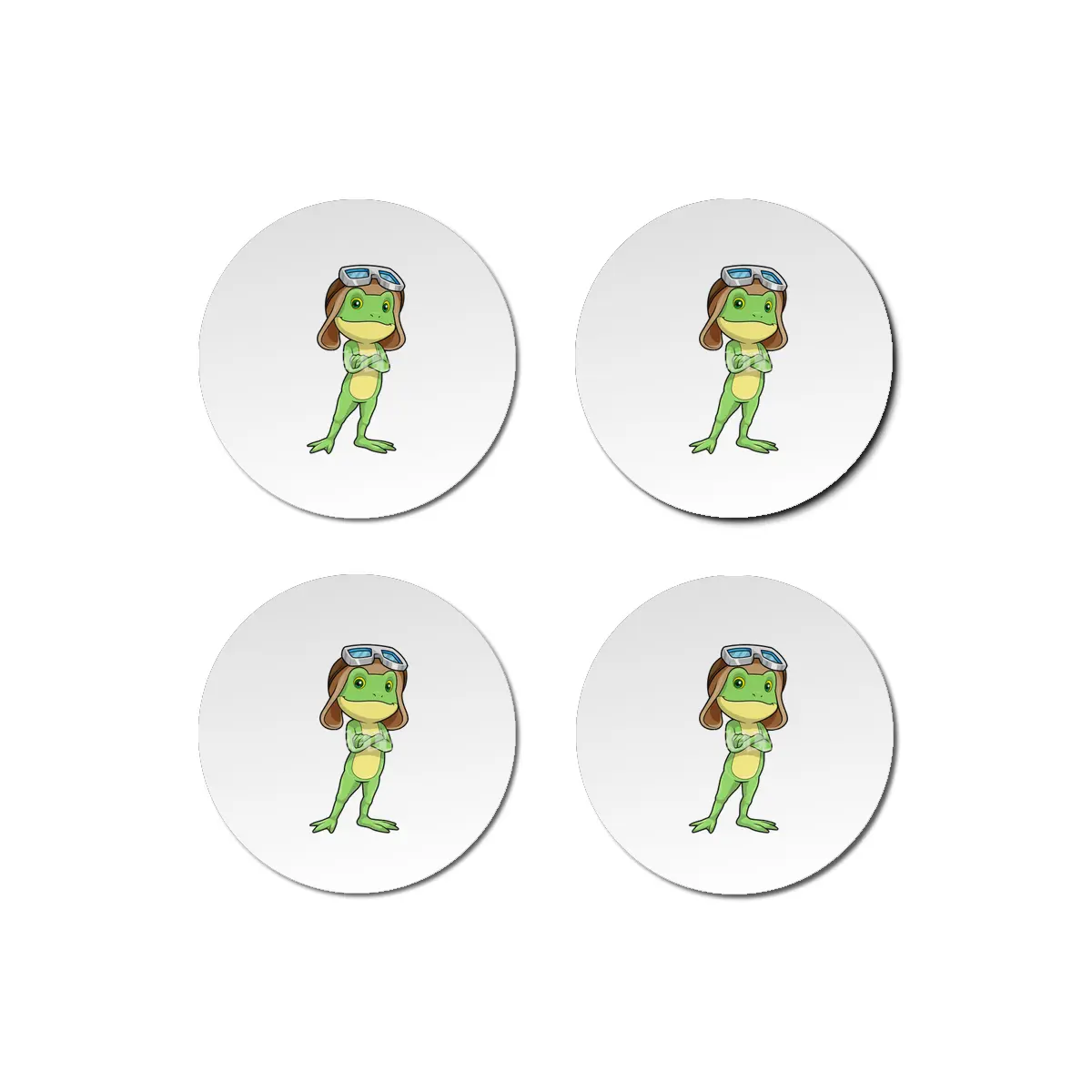 Frog as Pilot with Hat & Glasses Bardak Altlığı