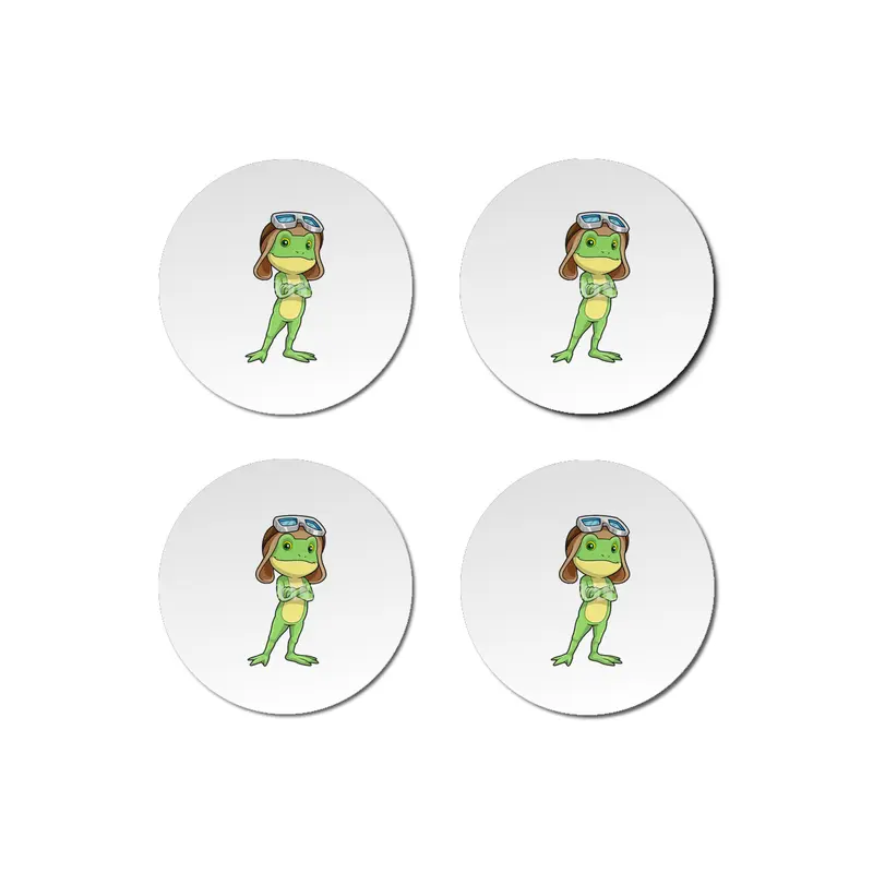 Frog as Pilot with Hat & Glasses Bardak Altlığı