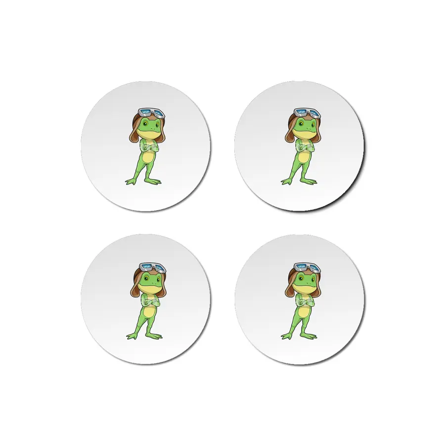 Frog as Pilot with Hat & Glasses Bardak Altlığı