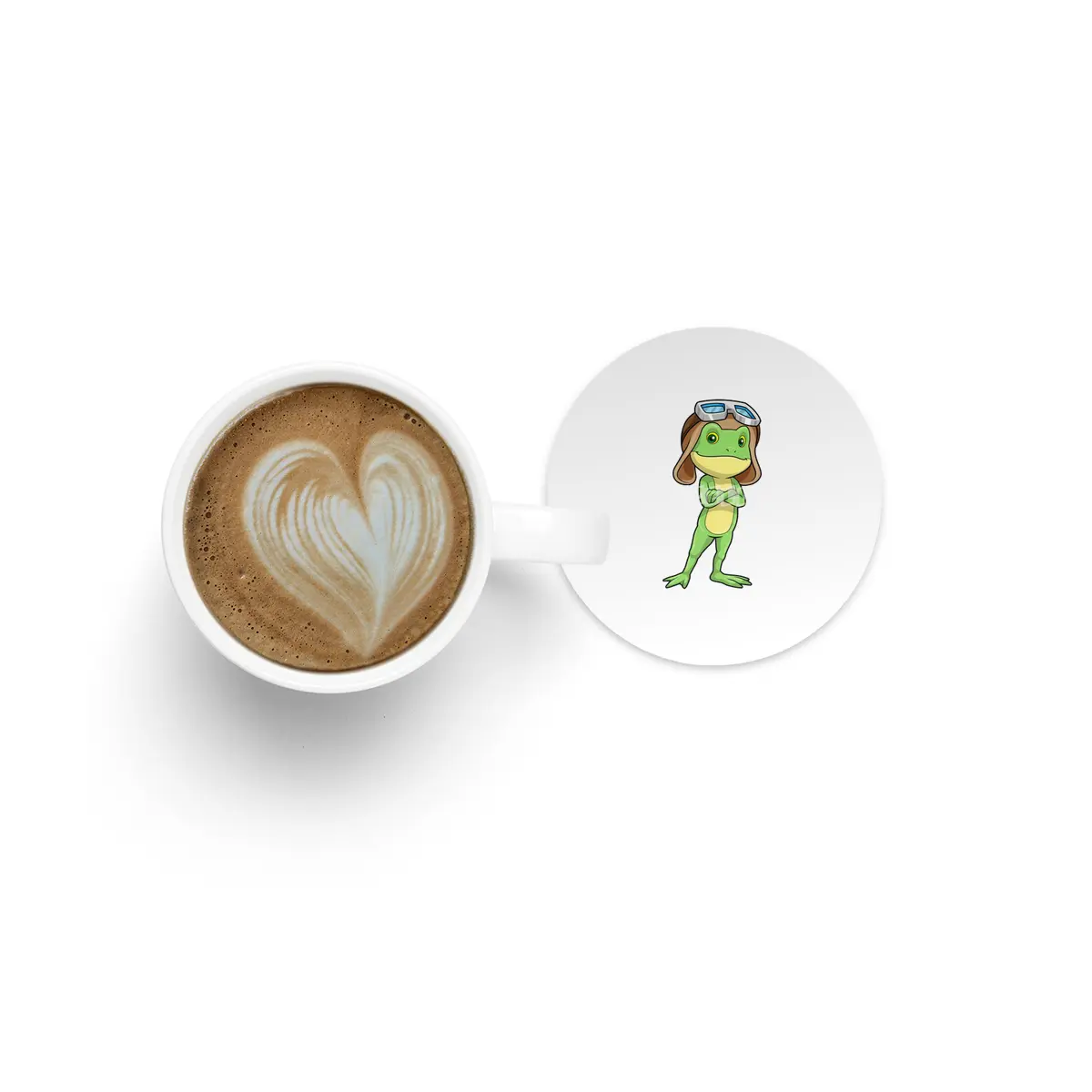 Frog as Pilot with Hat & Glasses Bardak Altlığı