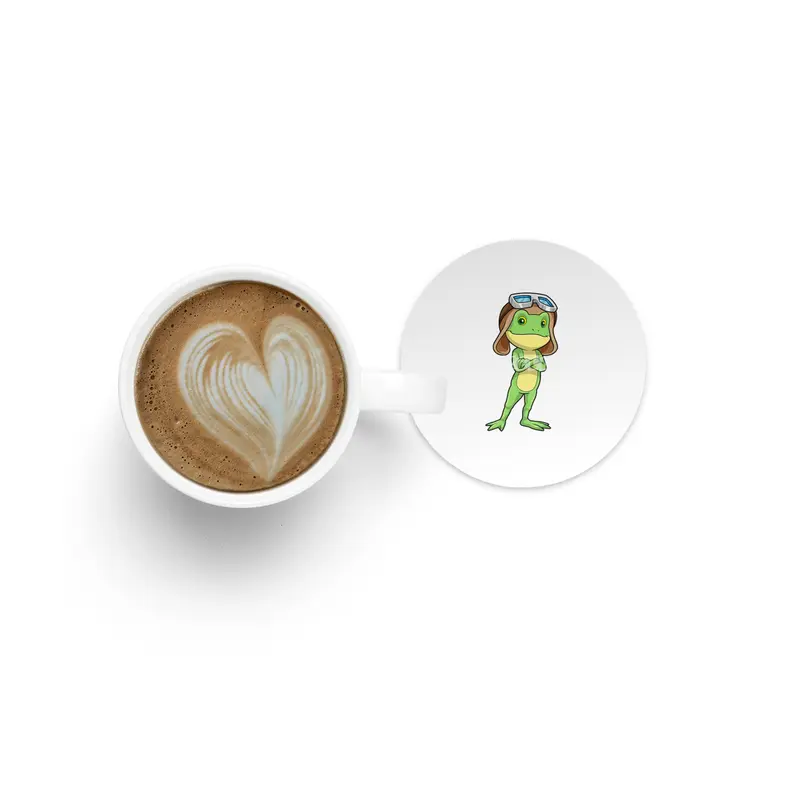 Frog as Pilot with Hat & Glasses Bardak Altlığı