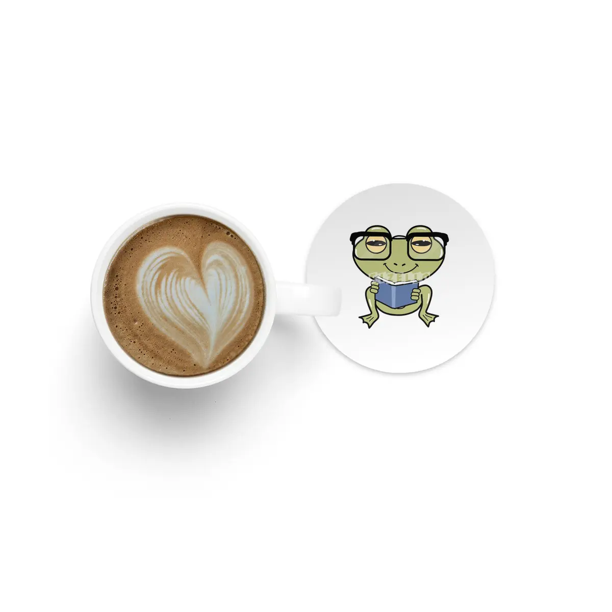 Frog as Student with Book Bardak Altlığı