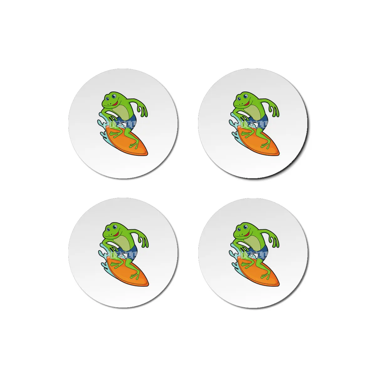 Frog as Surfer with Surfboard Bardak Altlığı