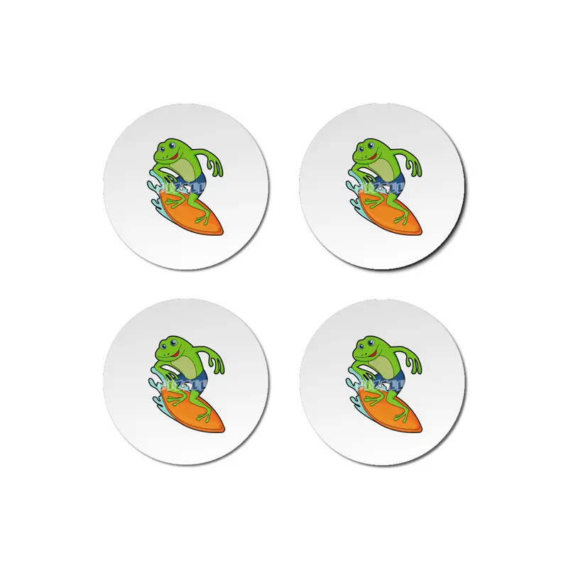 Frog as Surfer with Surfboard Bardak Altlığı
