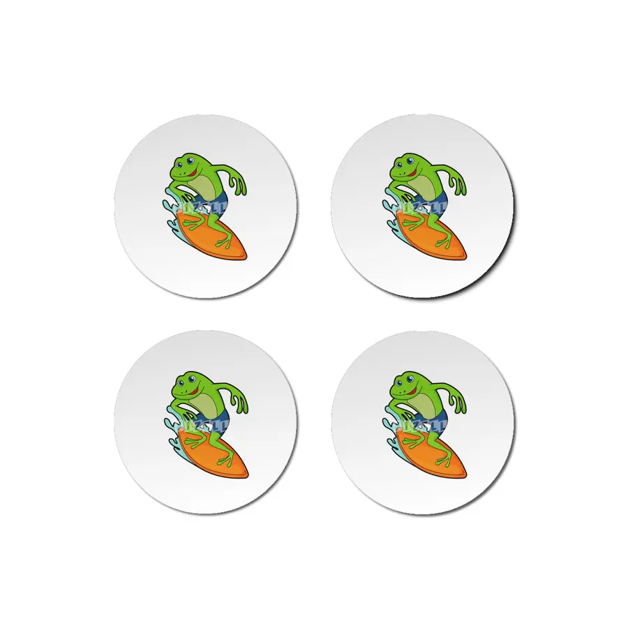 Frog as Surfer with Surfboard Bardak Altlığı