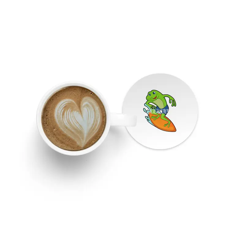 Frog as Surfer with Surfboard Bardak Altlığı