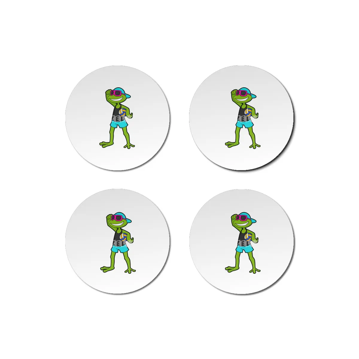Frog as Volleyball player with Volleyball Bardak Altlığı