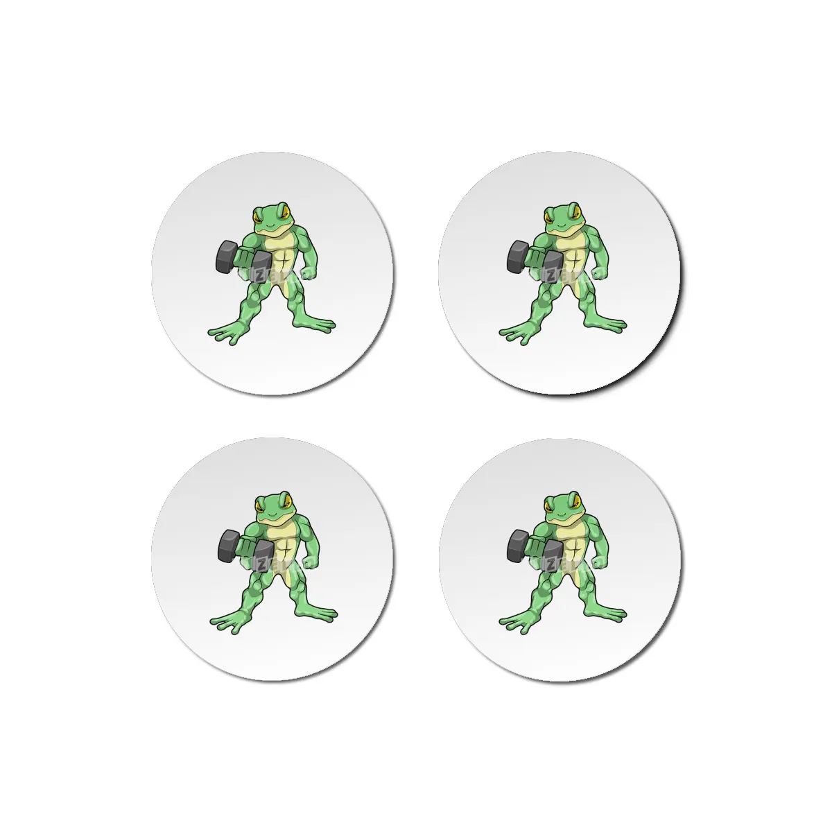 Frog at Bodybuilding with Dumbbell Bardak Altlığı