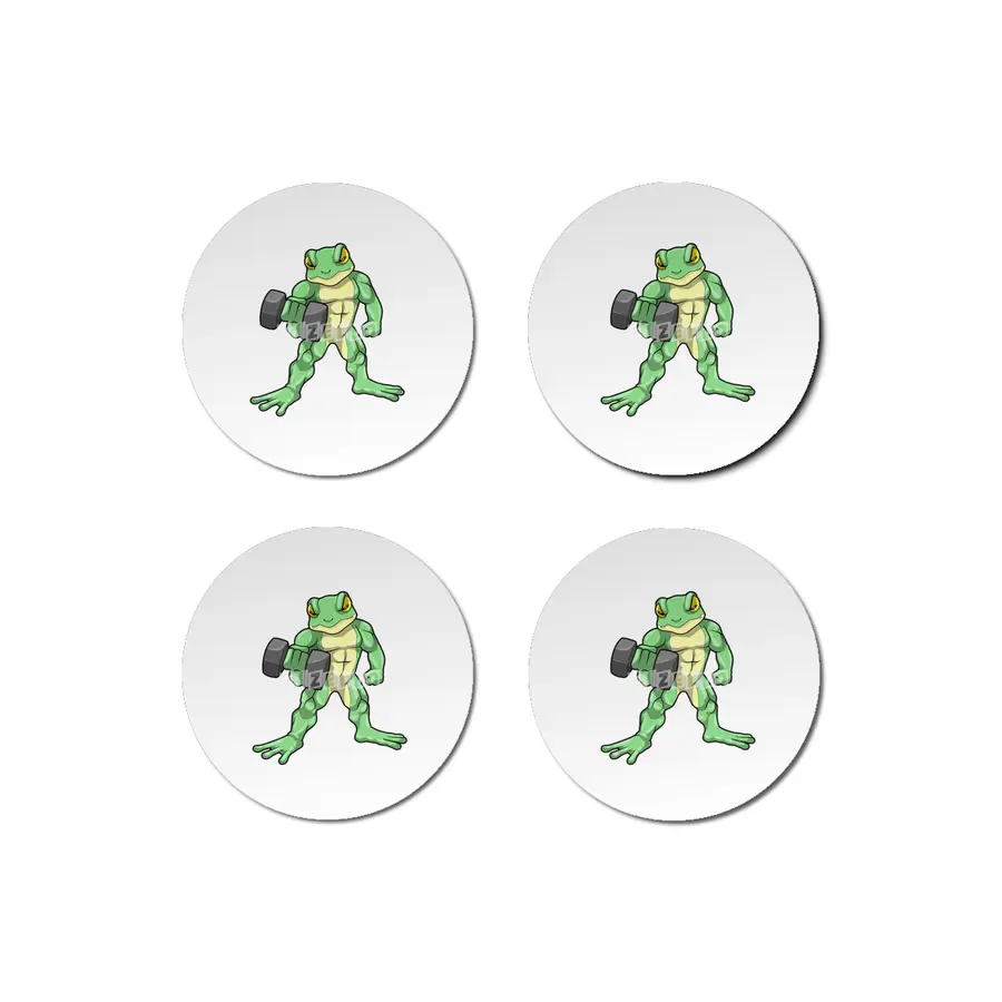 Frog at Bodybuilding with Dumbbell Bardak Altlığı
