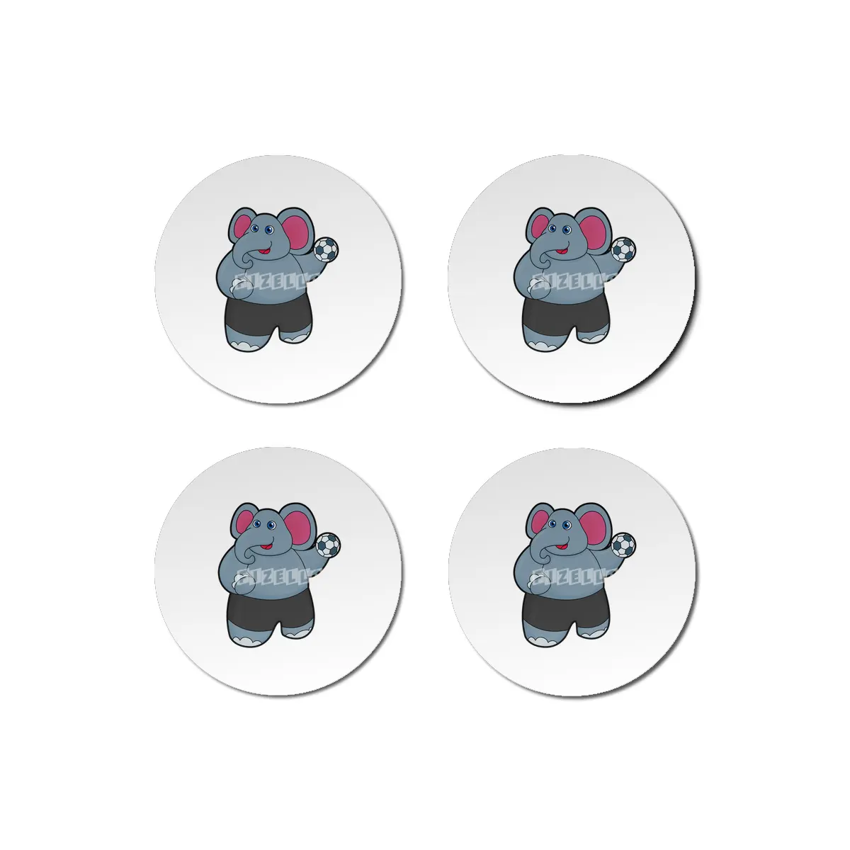 Elephant as Handball player with Handball ball Bardak Altlığı