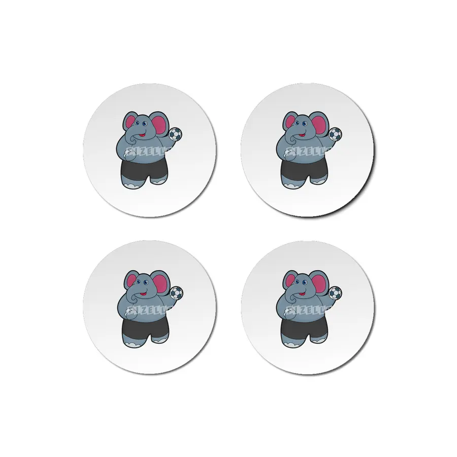Elephant as Handball player with Handball ball Bardak Altlığı
