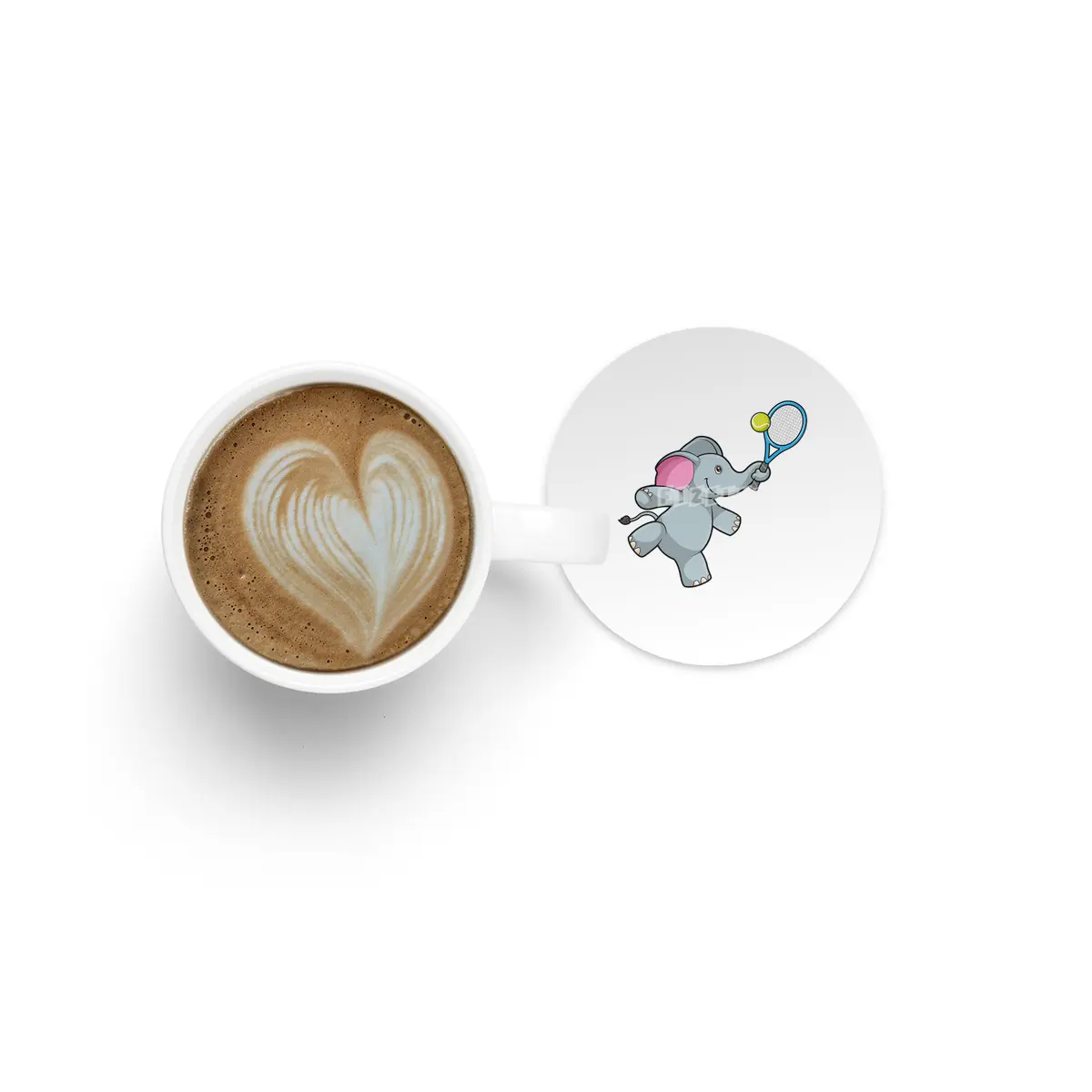 Elephant at Tennis with Tennis racket Bardak Altlığı
