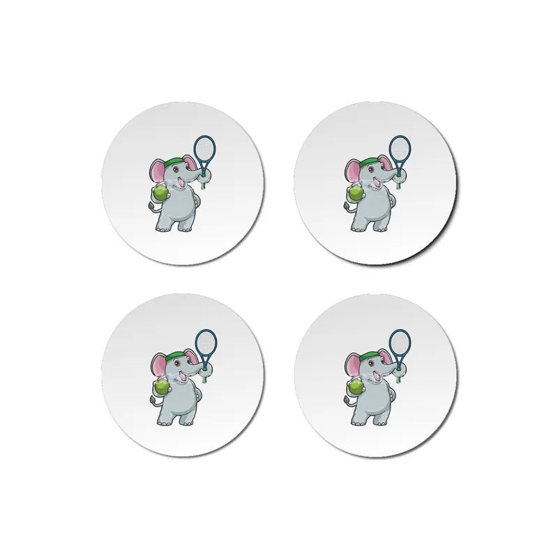 Elephant at Tennis with Tennis racket & Ball Bardak Altlığı