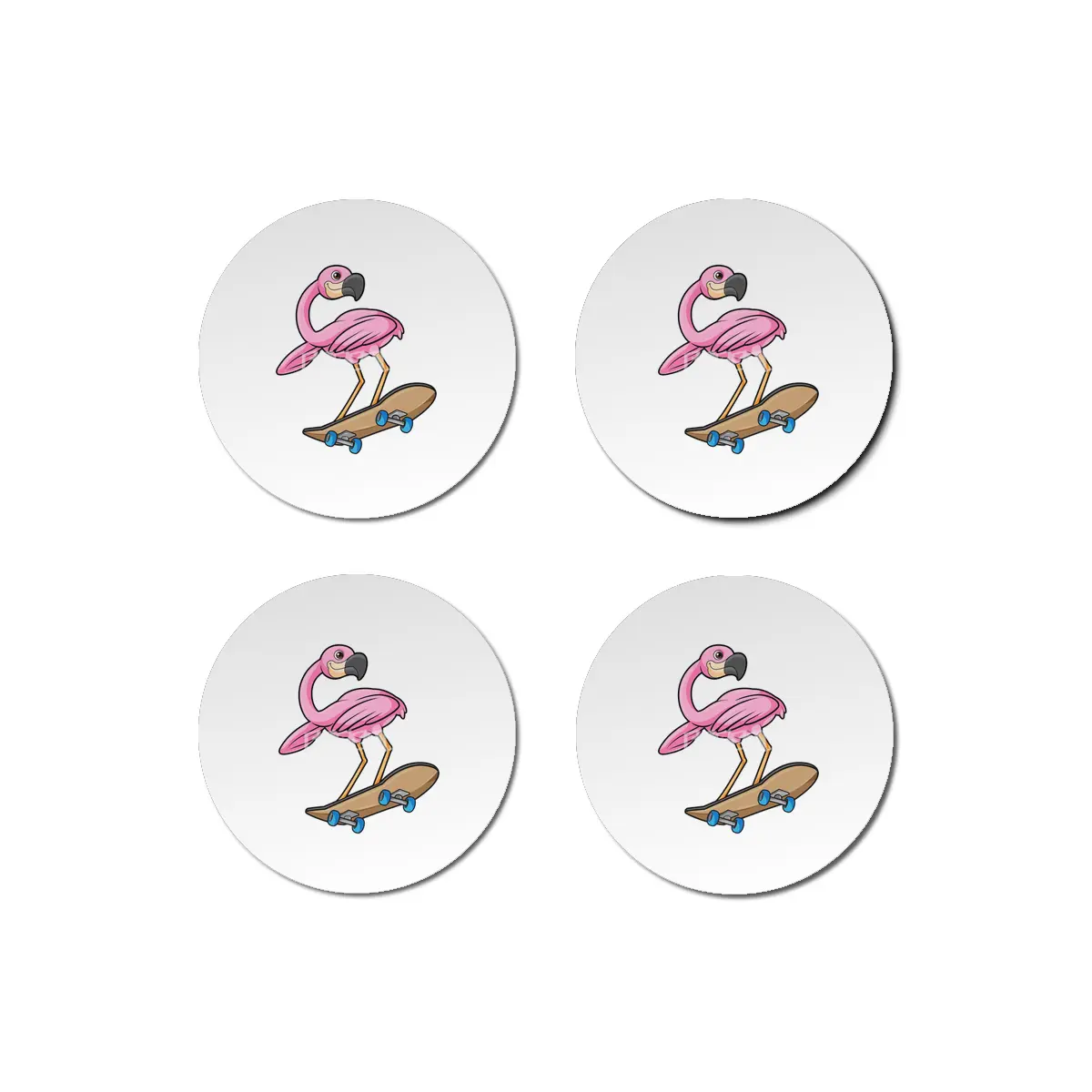 Flamingo as Skater with Skateboard Bardak Altlığı