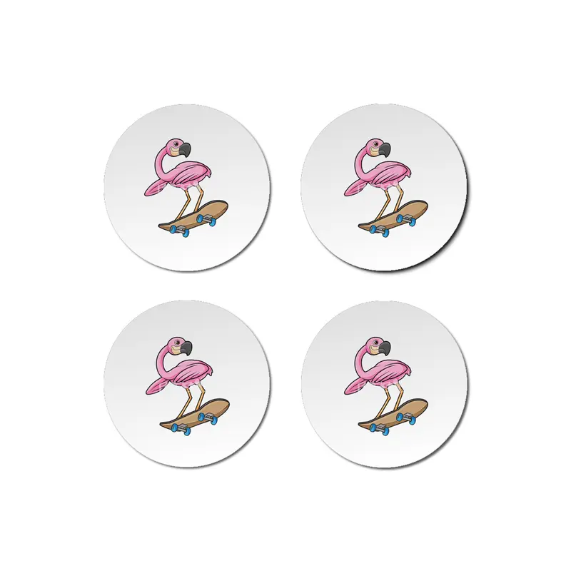 Flamingo as Skater with Skateboard Bardak Altlığı