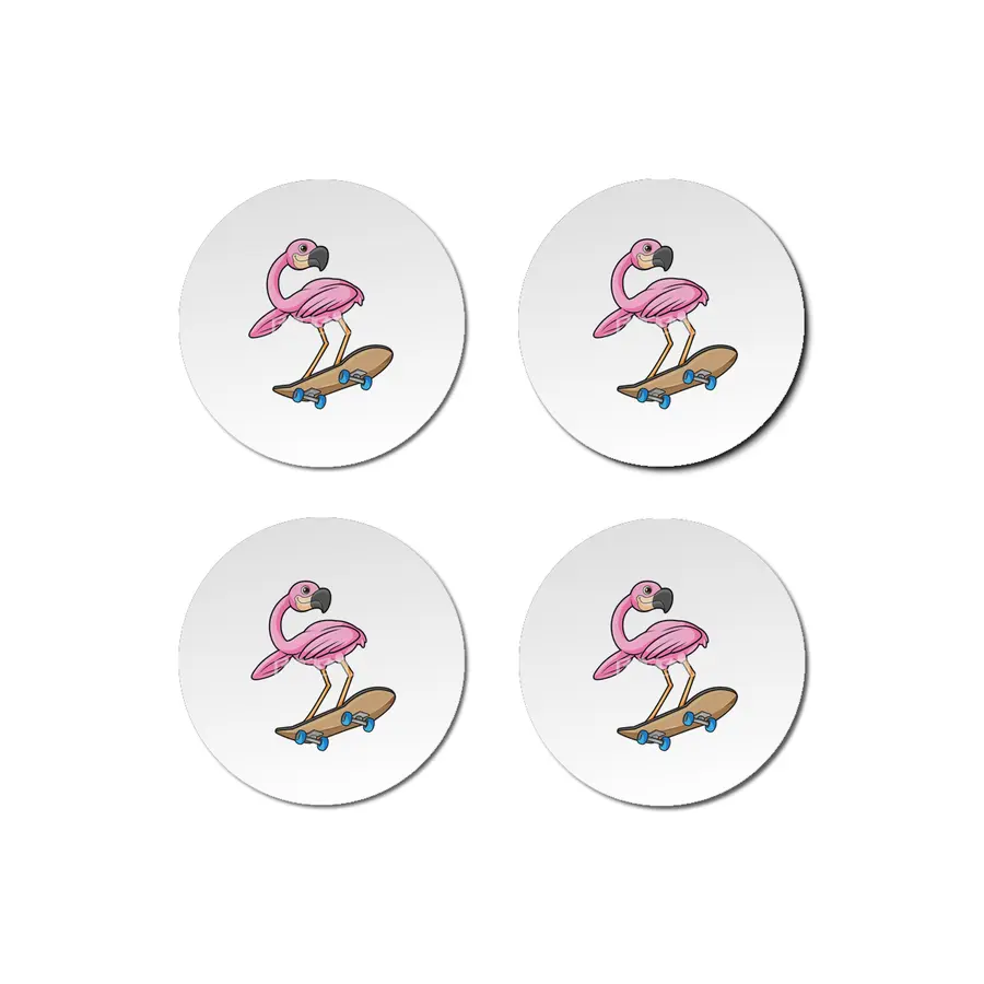 Flamingo as Skater with Skateboard Bardak Altlığı