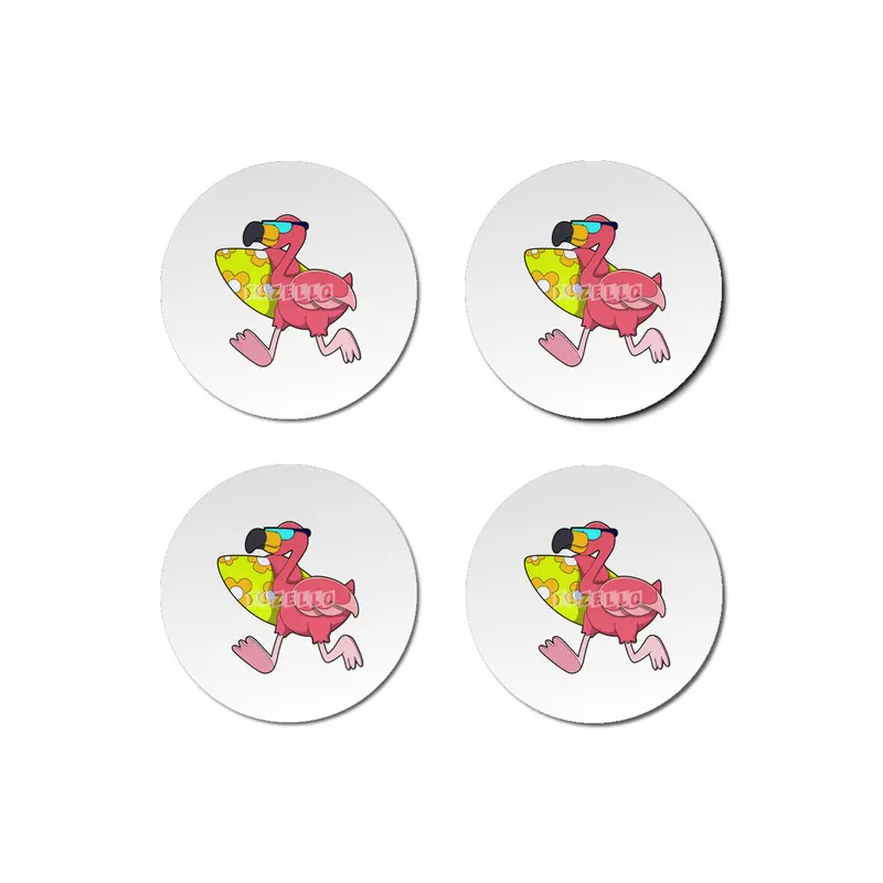 Flamingo as Surfer with Surfboard & Sunglasses Bardak Altlığı