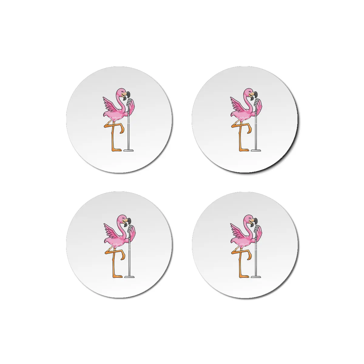 Flamingo at Singing with Microphone Bardak Altlığı