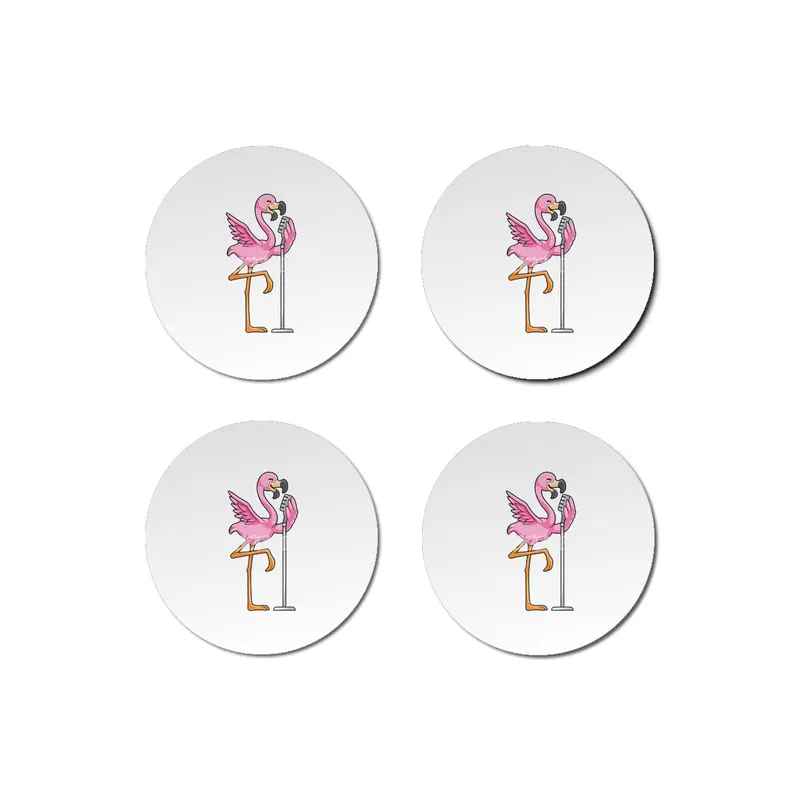 Flamingo at Singing with Microphone Bardak Altlığı