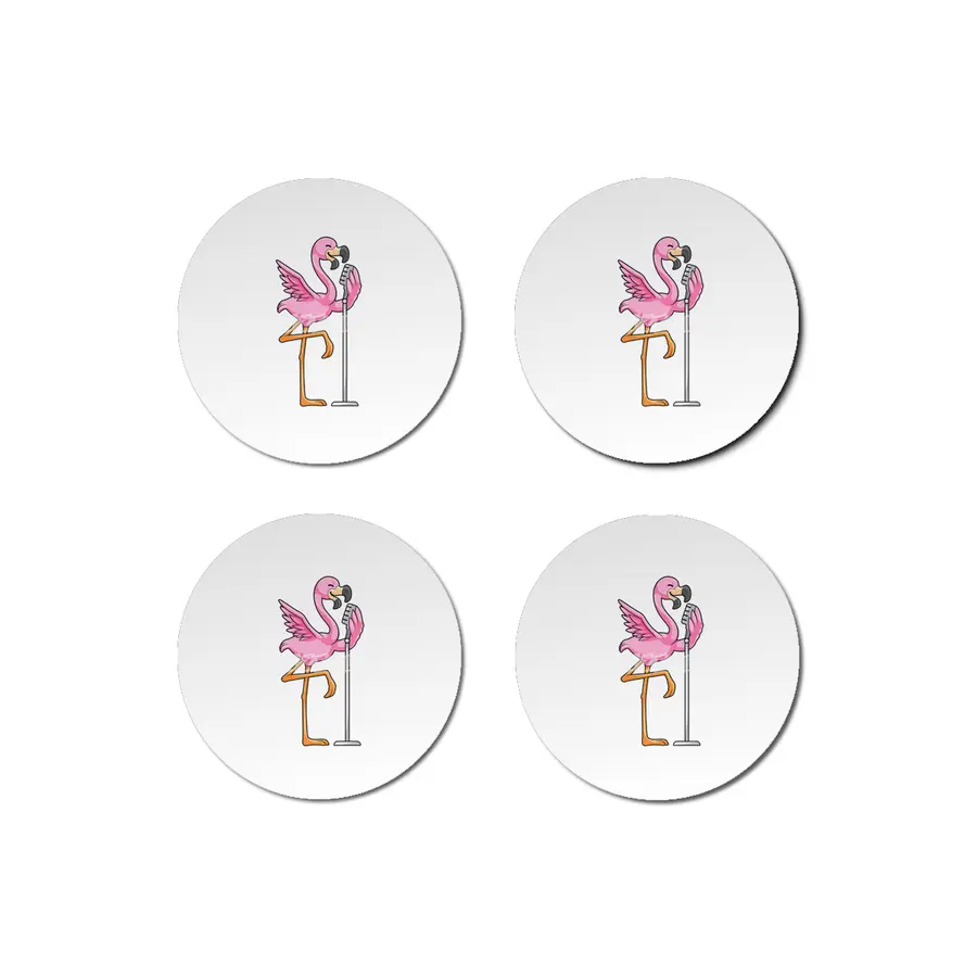 Flamingo at Singing with Microphone Bardak Altlığı