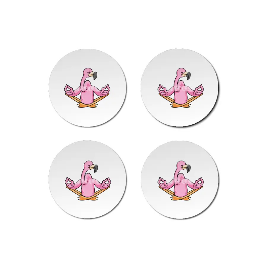 Flamingo at Yoga in Cross-legged Bardak Altlığı