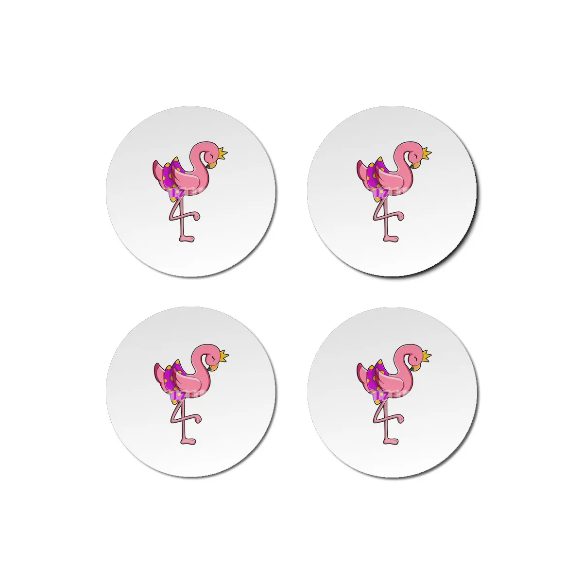Flamingo with Crown & Skirt Bardak Altlığı