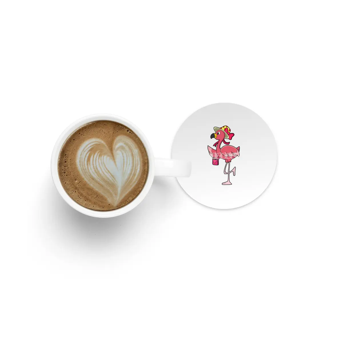 Flamingo with Handbag & Hat Bardak Altlığı