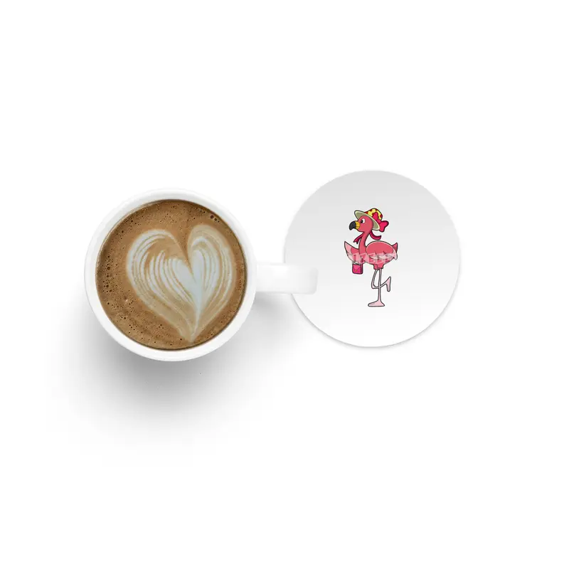 Flamingo with Handbag & Hat Bardak Altlığı