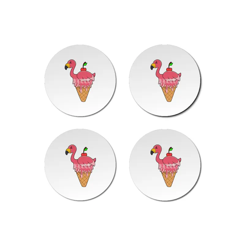 Flamingo with Waffle ice cream & Apple Bardak Altlığı