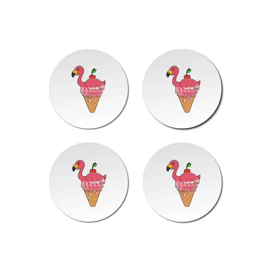 Flamingo with Waffle ice cream & Apple Bardak Altlığı