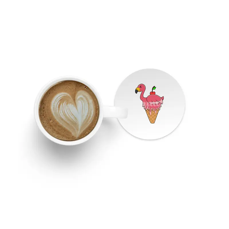 Flamingo with Waffle ice cream & Apple Bardak Altlığı