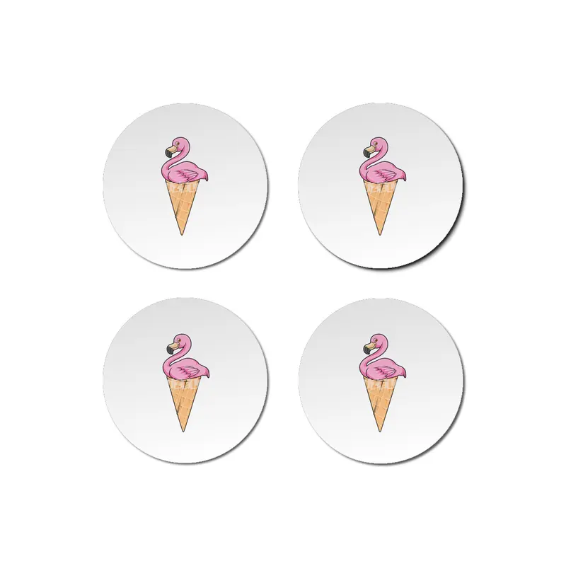 Flamingo with Waffle of Ice cream Bardak Altlığı