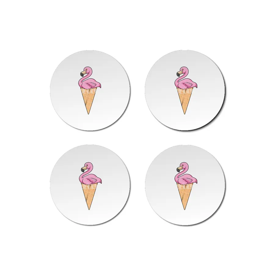 Flamingo with Waffle of Ice cream Bardak Altlığı