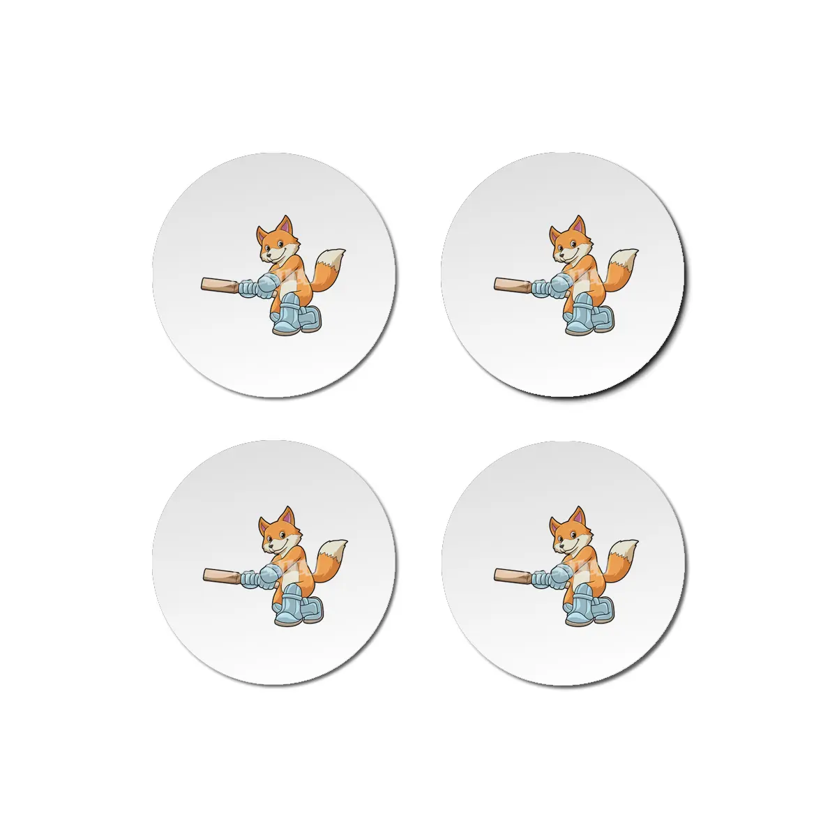 Fox as Batsman with Cricket bat Bardak Altlığı