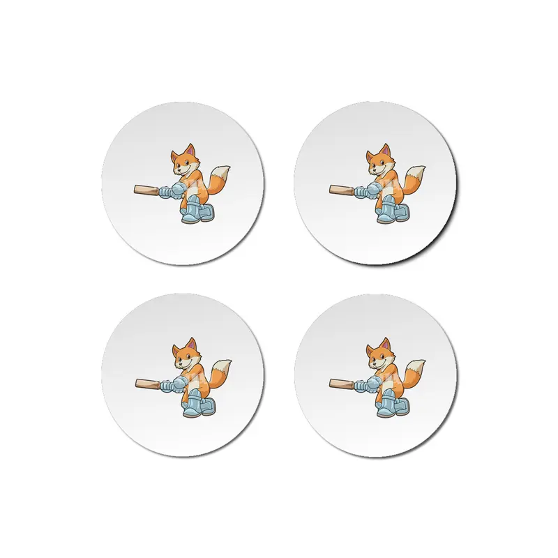 Fox as Batsman with Cricket bat Bardak Altlığı