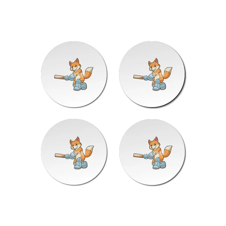 Fox as Batsman with Cricket bat Bardak Altlığı