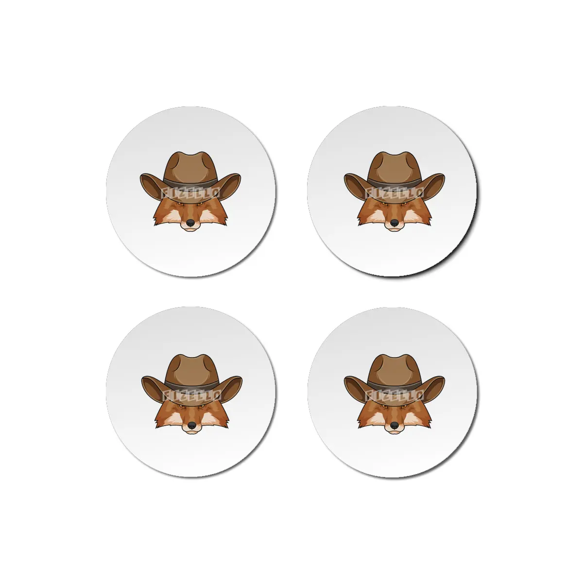 Fox as Cowboy with Hat Bardak Altlığı