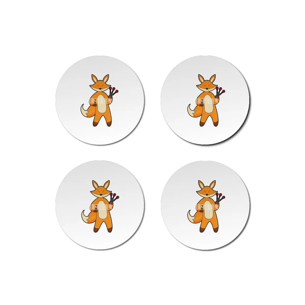 Fox as Dart player with Darts Bardak Altlığı